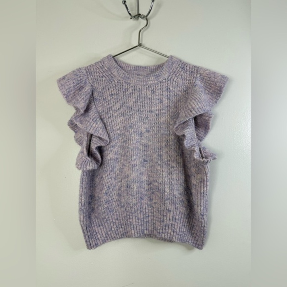 Tularosa lilac, sleeveless, ruffle arm, knit sweater vest L